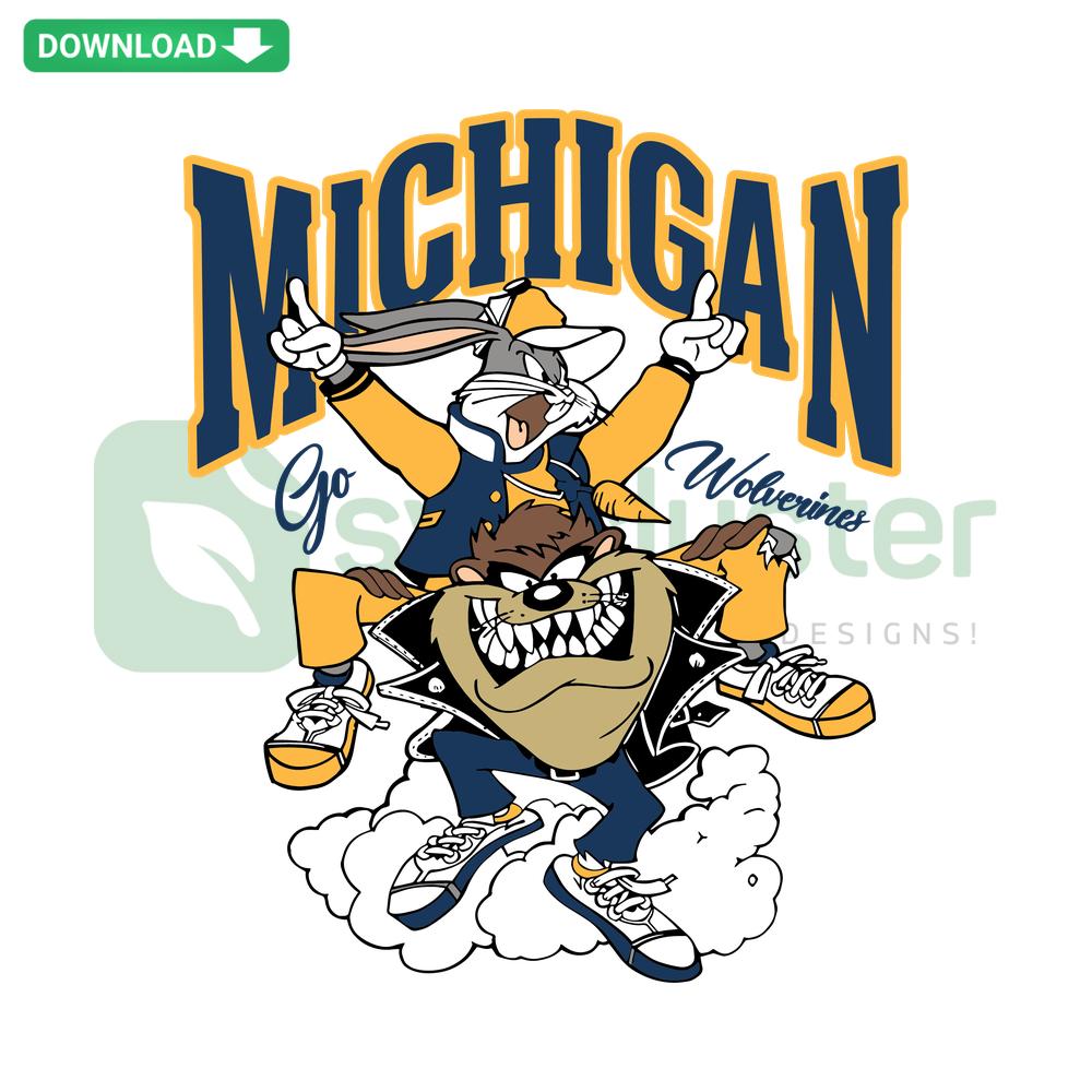 Looney Tunes Michigan Wolverines SVG: Unique, funny design featuring mascot graphics supporting Wolverines spirit.