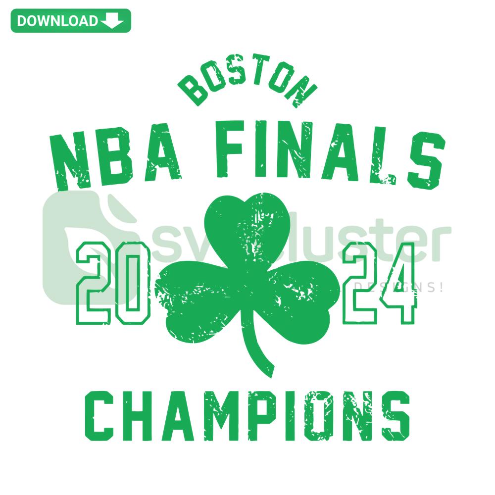 Boston Celtics 2024 NBA Finals Champions SVG Design featuring team logo, vibrant green hues; perfect for home decor, sports fan gift.