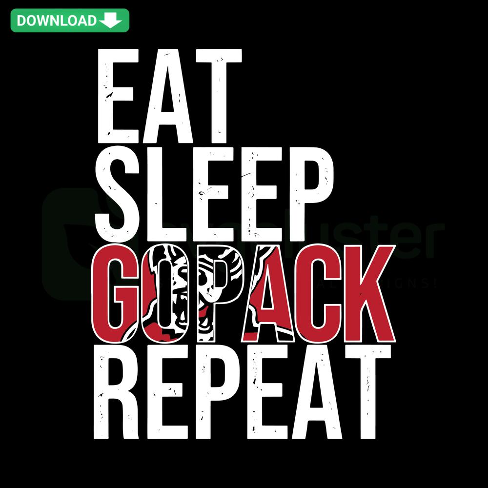 Eat Sleep Go Pack Repeat NCAA SVG Design File, Instant Download, Sports Fan Digital Art, Perfect for DIY Projects, Football Enthusiasts