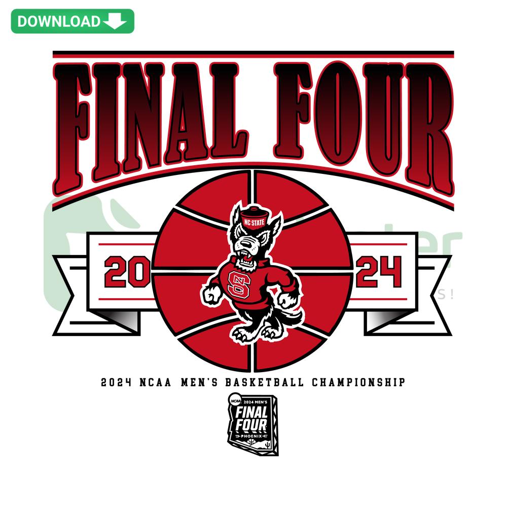 NC State Wolfpack Final Four Basketball SVG, vibrant design featuring NC State logo and basketball elements for sports enthusiasts.
