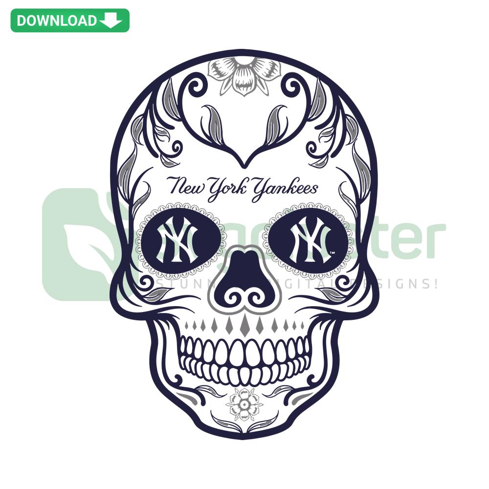 New York Yankees Skull SVG, MLB Digital Download, Home Decor SVG Design, Yankee Logo with Skull, MLB SVG for Crafts