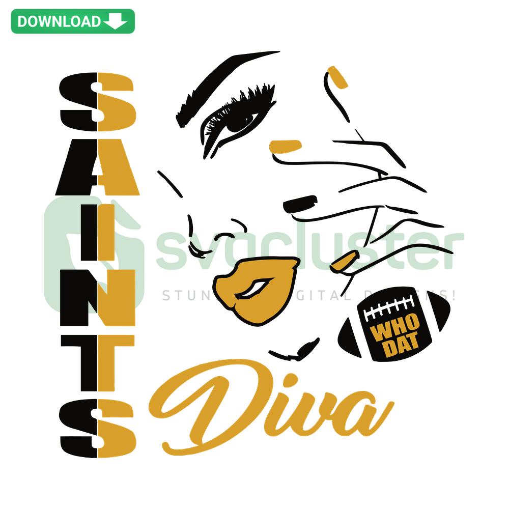 Girl Diva New Orleans Saints SVG: Craft Patterns, Digital Download, NFL Team Graphics, DIY Projects, Scrapbooking, Printable Art