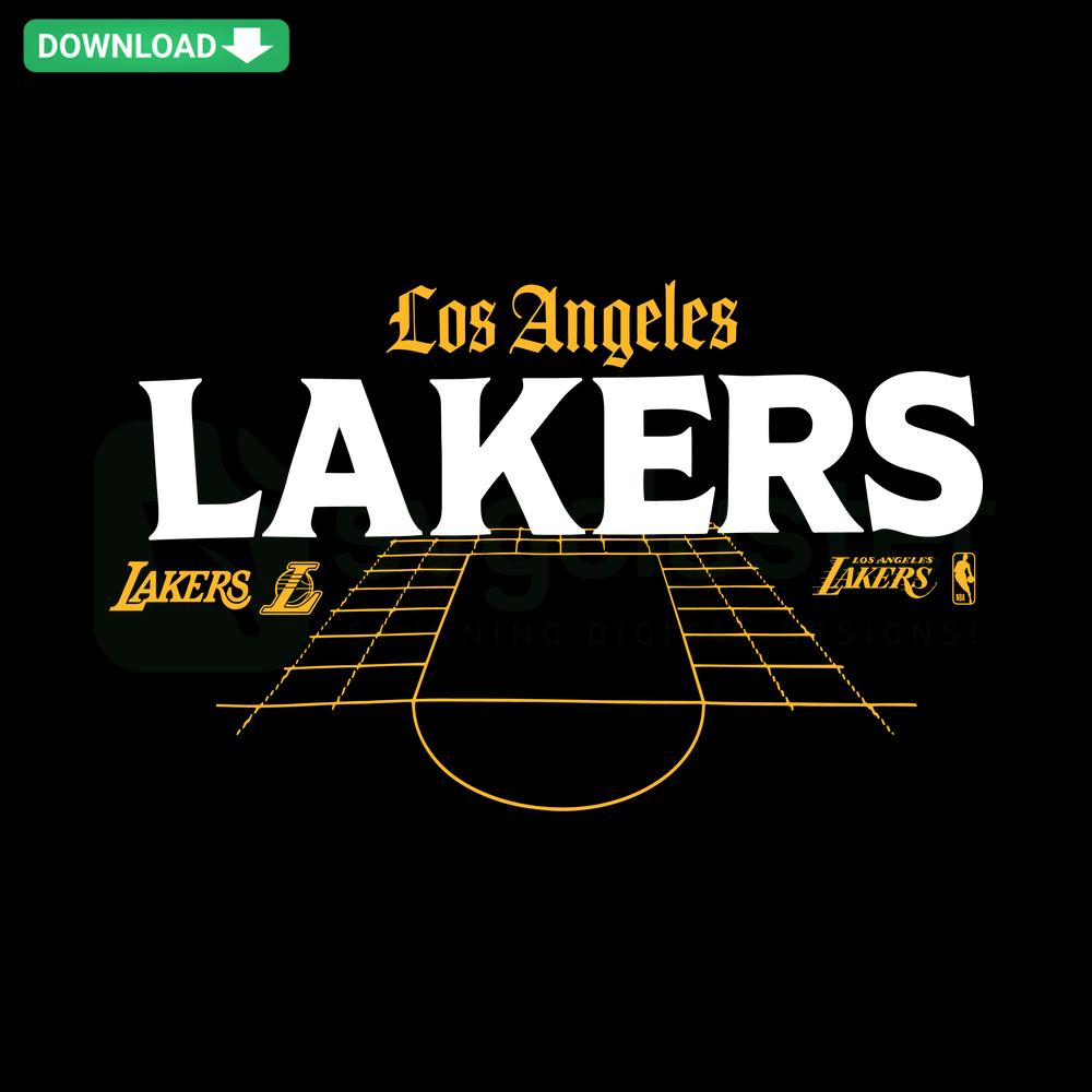 Los Angeles Lakers Basketball Court SVG Design for Cricut, NBA SVG Digital Download with iconic purple and gold color scheme.