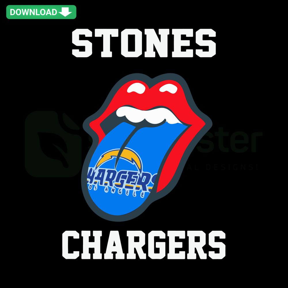 Rolling Stones Chargers Tongue SVG, Editable Design, NFL-Themed Lips, Digital Download, Vector Art, Instant Art File