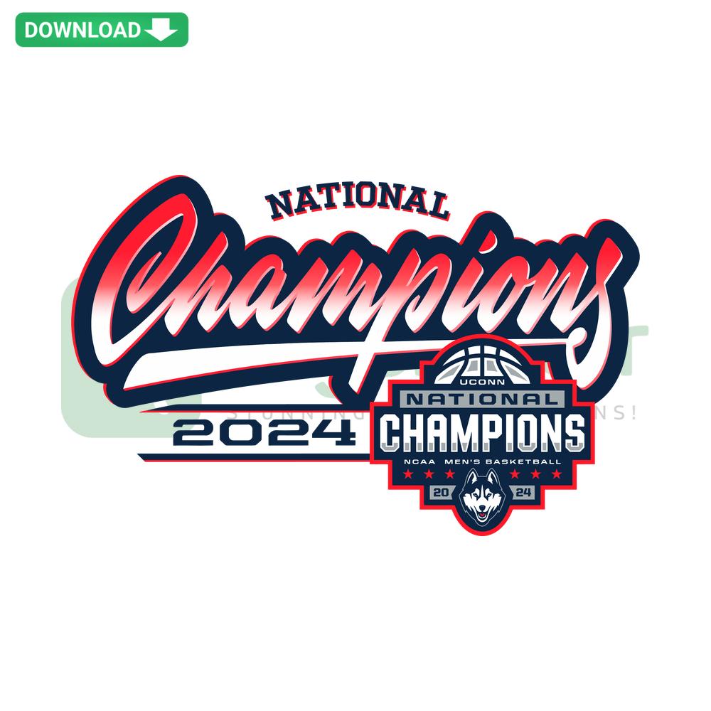 UConn MBB 2024 SVG: National Champions Basketball Vector Graphics Download - University Connecticut Sports Championship Design