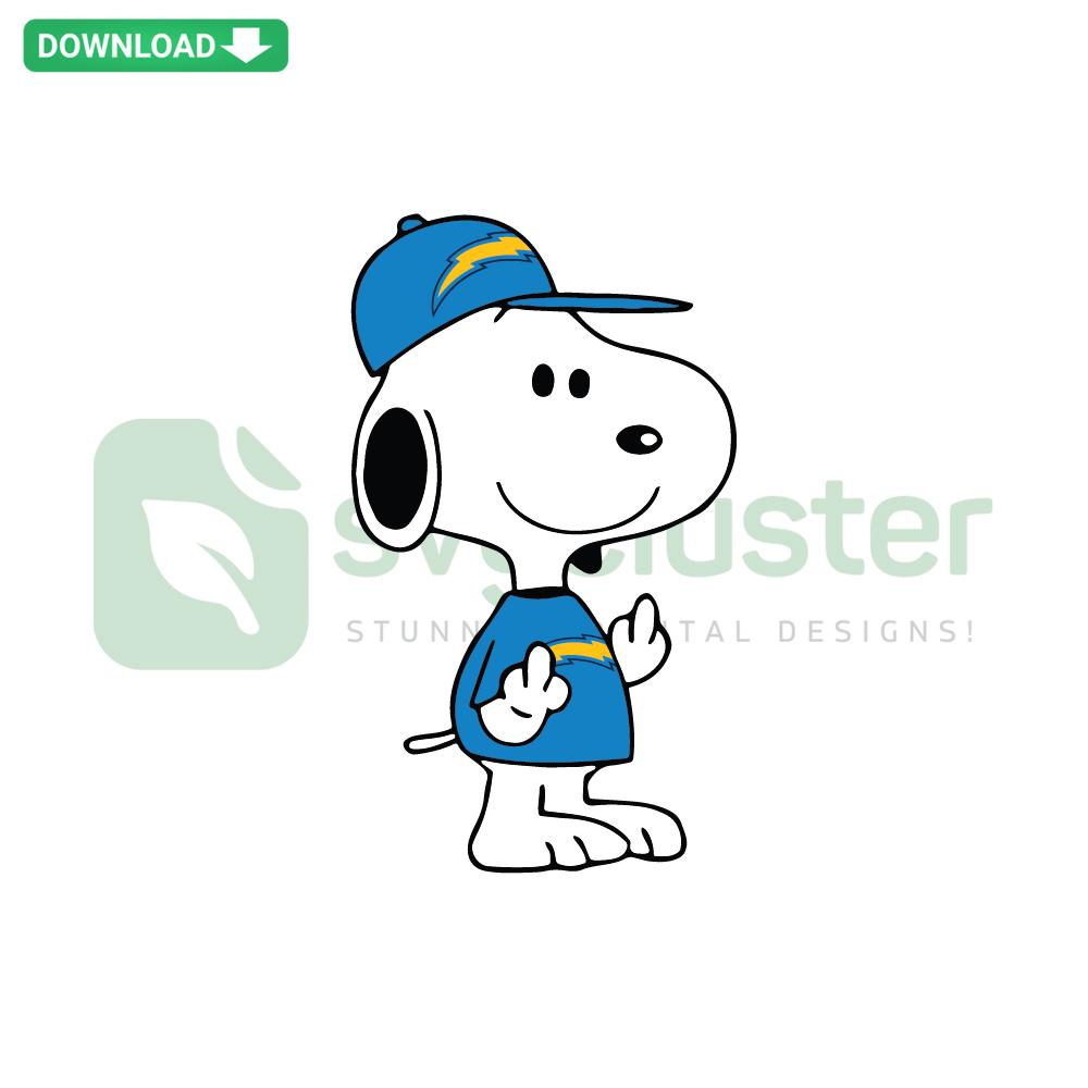 Snoopy in Los Angeles Chargers gear, SVG download, high-res digital design file, perfect for Chargers fans and crafts.