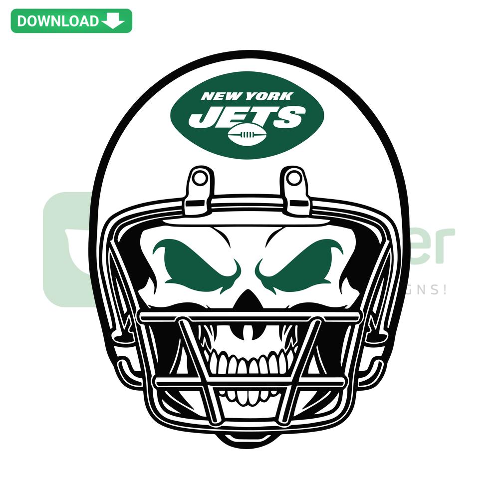 New York Jets Skull Helmet SVG, Cricut Design, Digital Download with Bold Green & White Graphics, Sports Team Logo Files
