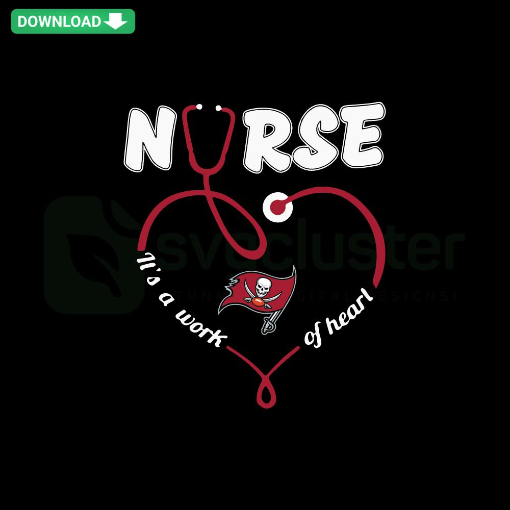 Tampa Bay Buccaneers Nurse SVG Clip Art: Heart-shaped design integrating football elements, perfect for healthcare fans.