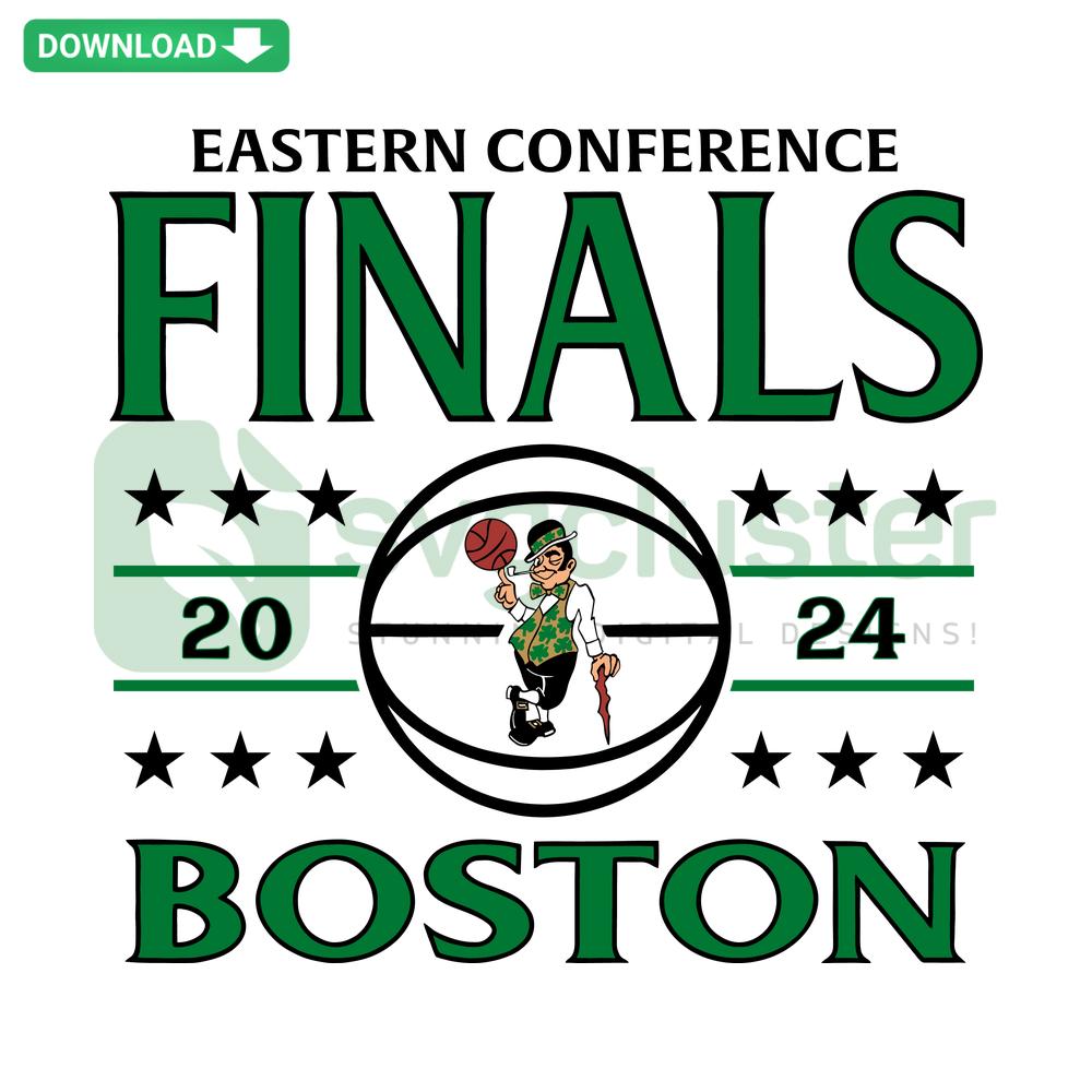 Celtics Eastern Conference Finals Boston SVG Clip Art: Green clover emblem with basketball highlights, perfect for NBA fans