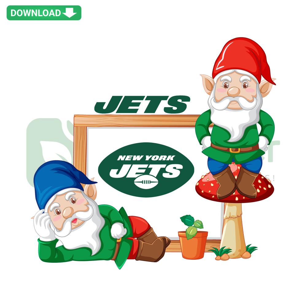Cute gnome wearing New York Jets gear, perfect SVG for Cricut projects. Jets SVG download for NFL fans, digital files.
