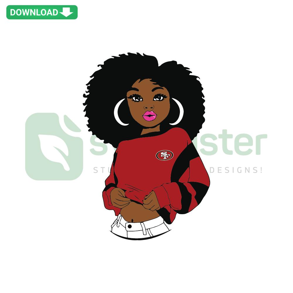 San Francisco 49ers SVG featuring a unique design of a black girl, perfect for fans and craft projects.