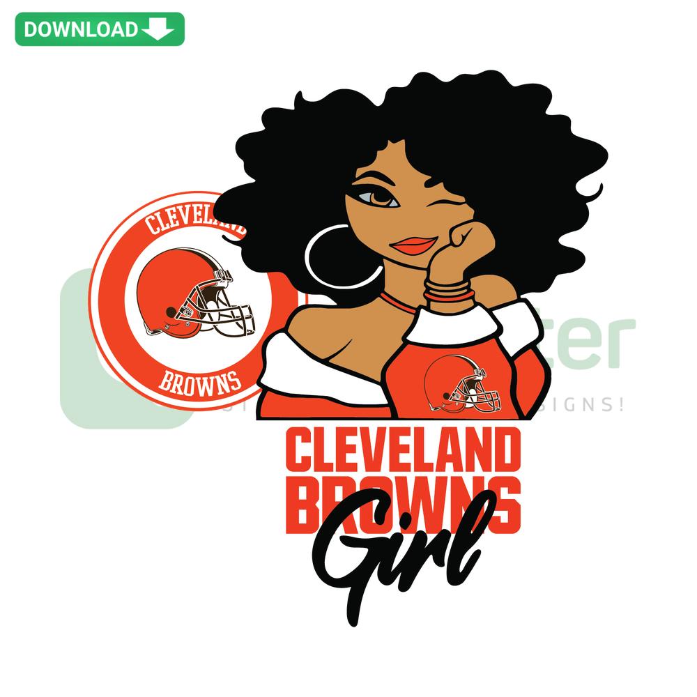 Cleveland Browns Girl SVG for Cricut, digital download with scrapbooking designs, featuring team colors and football elements.