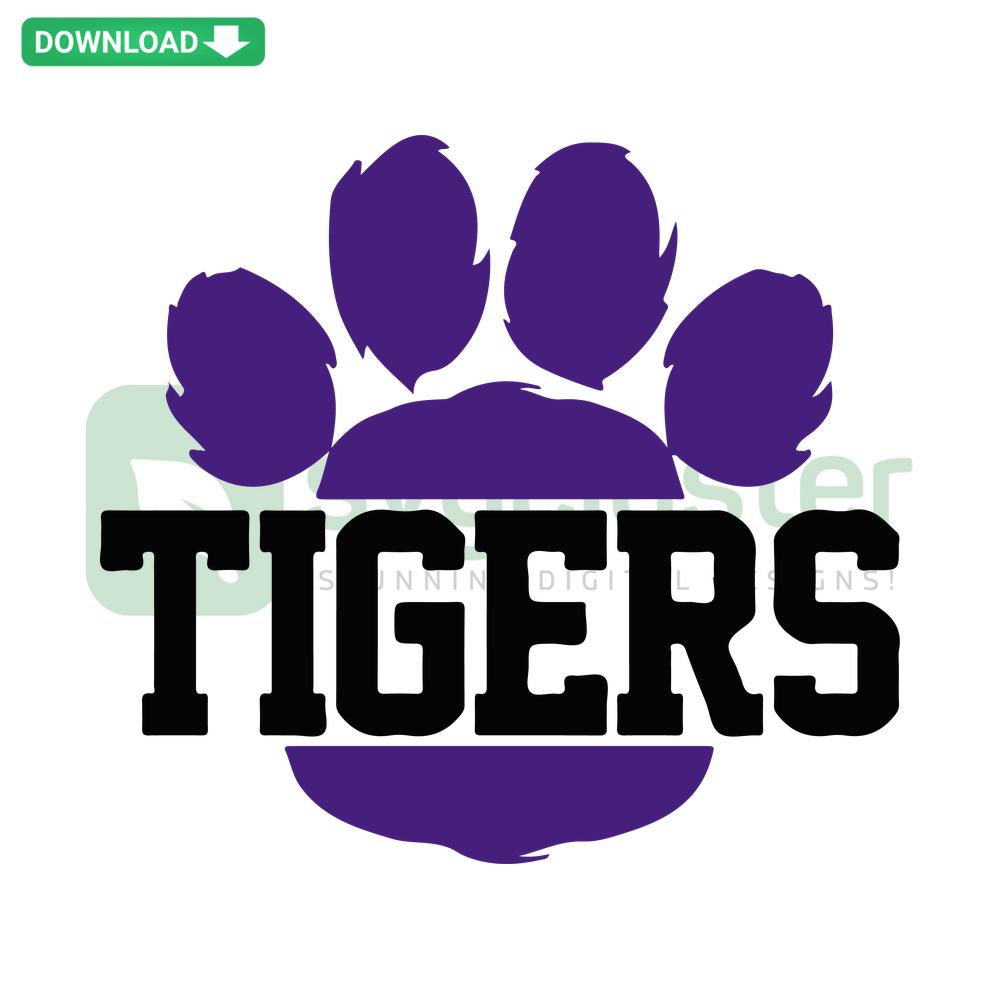 Split Paw LSU Tigers Football SVG, perfect for designers, creative SVG design resources, digital download, athletics-themed graphics.
