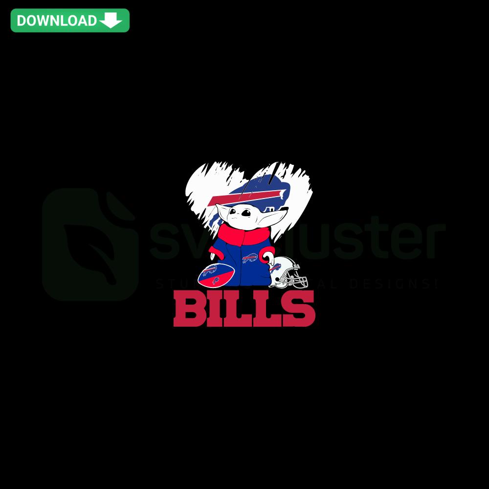 Baby Yoda wearing Buffalo Bills gear SVG, Editable SVG Files for crafting, DIY projects, and sports fan designs.
