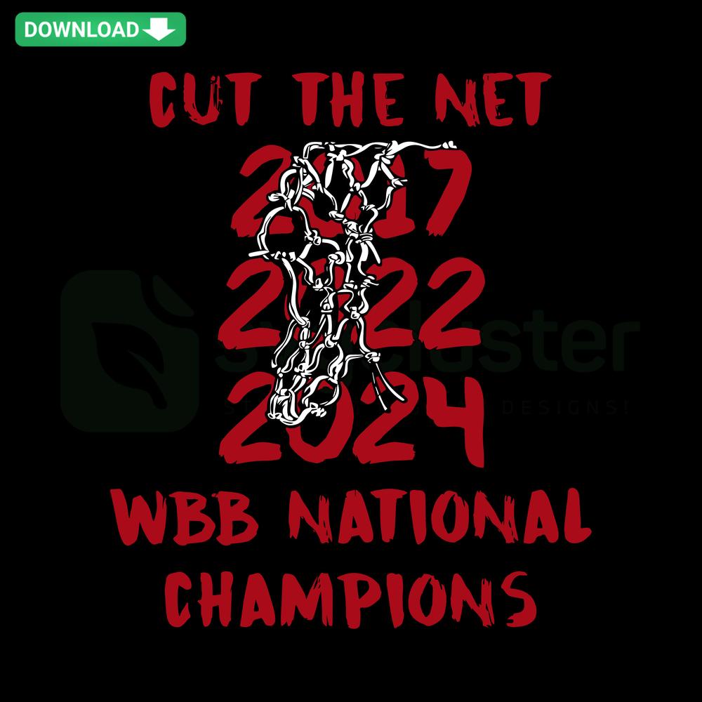 Gamecocks Cut the Net 2024 Champions SVG, Cricut Graphic Design featuring basketball hoop, net, and team logo.