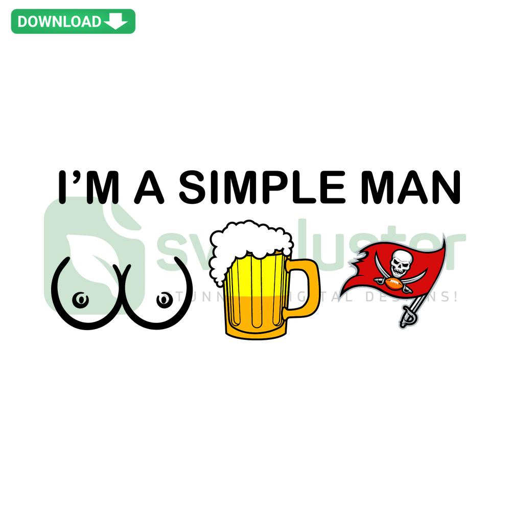 Simple Man Tampa Bay Buccaneers SVG Cut Files featuring team logo, football helmet, vintage graphic design.