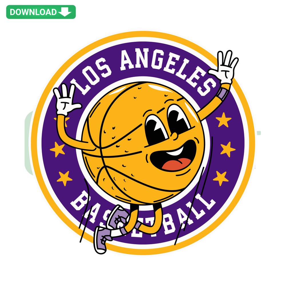 Retro Los Angeles Basketball Circle SVG, Digital Download for Wall Art, Vintage Hoop Design, Sports Enthusiast, SVG File