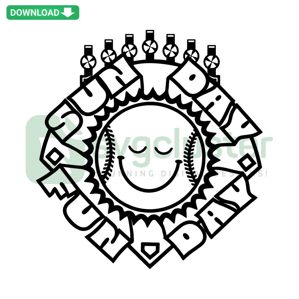 Sun Day Fun Day Chicago White Sox SVG design with baseball graphics, perfect for Cricut crafting and instant download.