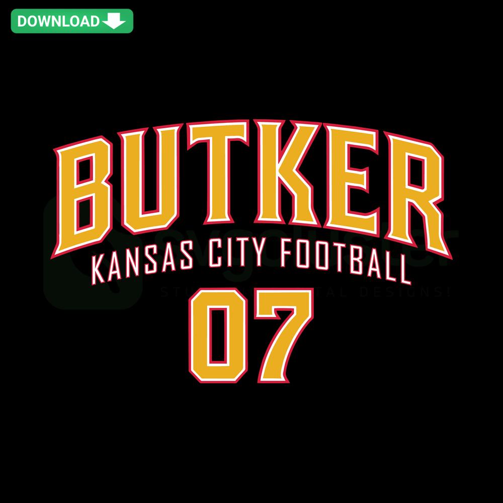 Kansas City football player Butker editable SVG for Cricut, digital download for crafting, sports-themed design.