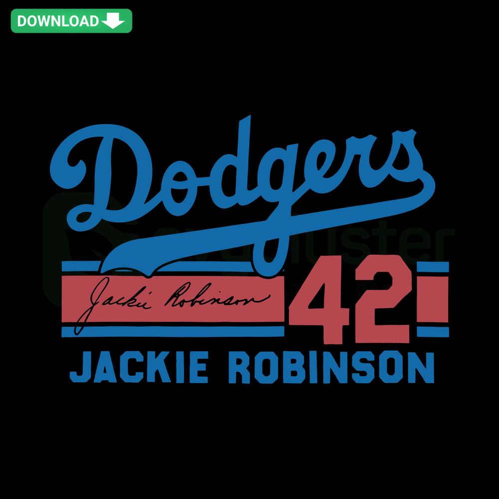Jackie Robinson 42 Signature SVG, Los Angeles Dodgers, Unique SVG Design, Blue and White Graphics, Sports Memorabilia, Digital Art