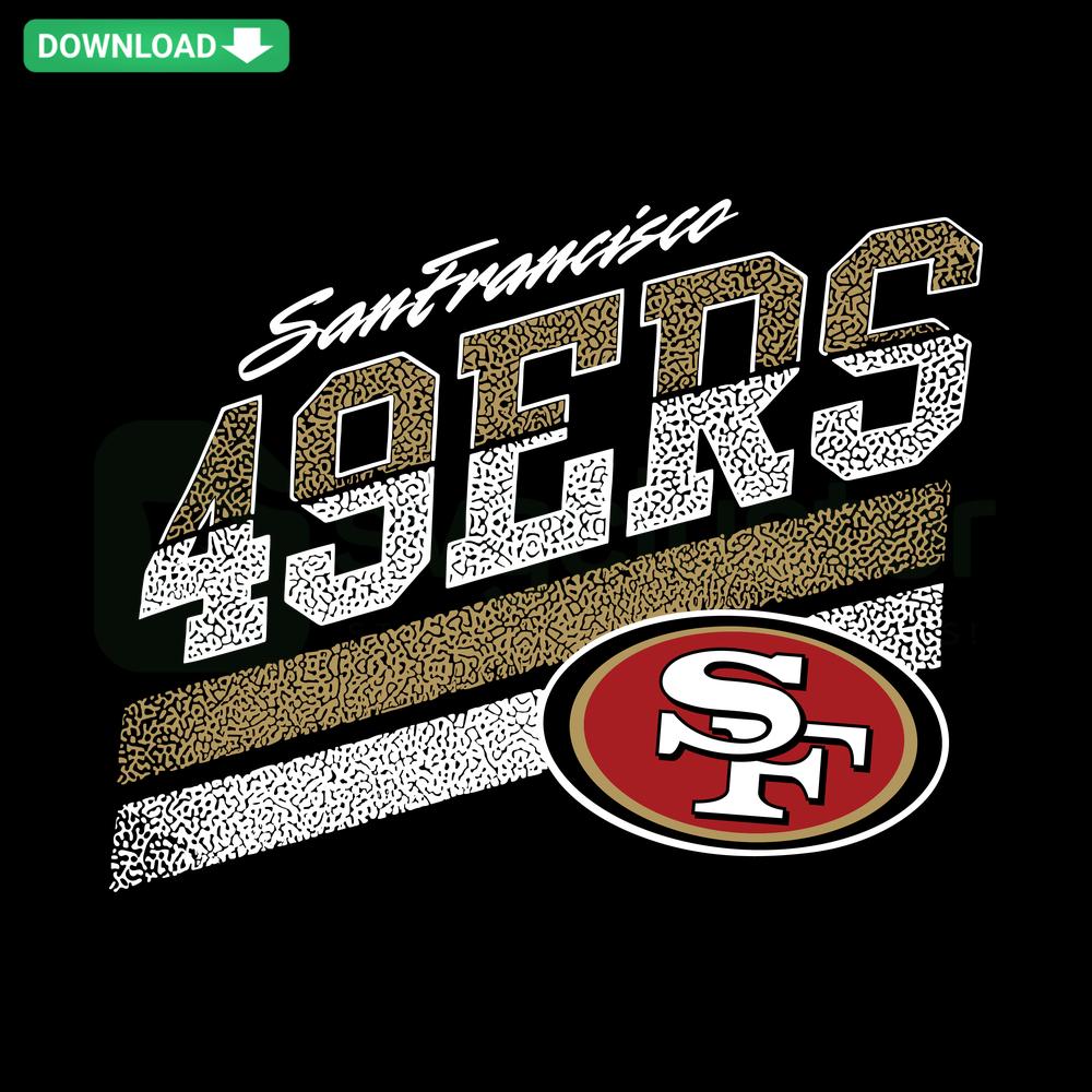 Vintage San Francisco 49ers SVG, Cricut-ready, high-res, retro logo, vibrant gold and red, perfect for crafting enthusiasts.