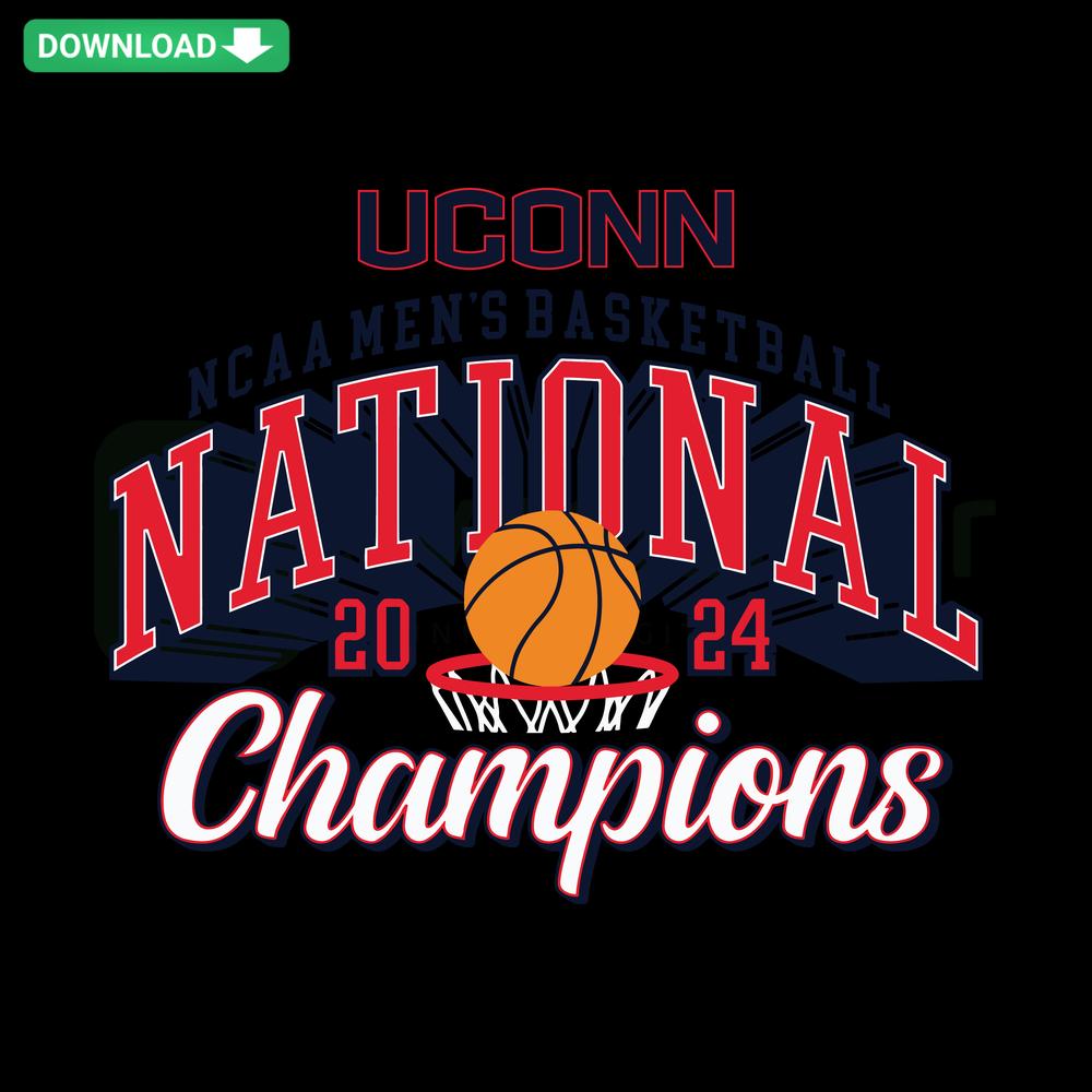 UConn National Champions Men's Basketball 2024 SVG Craft Design, Championship Trophy, Customizable Team Celebration Graphic