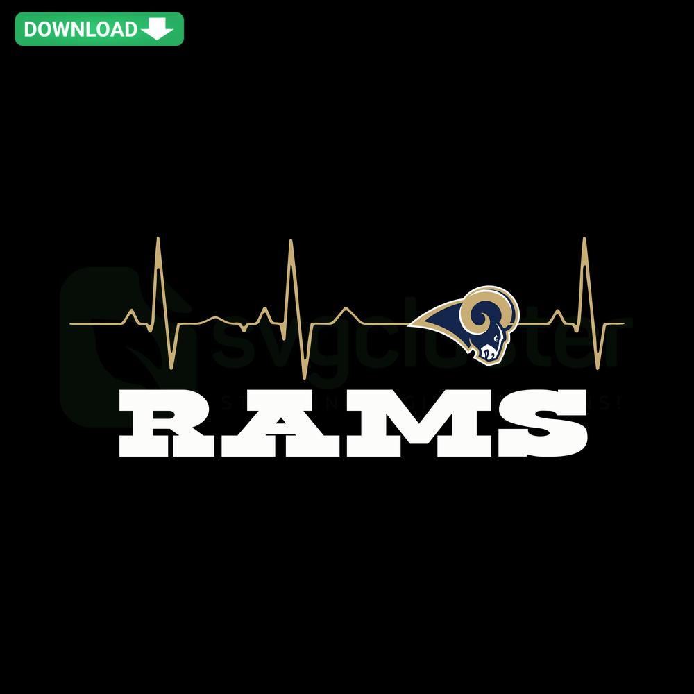 Los Angeles Rams Heartbeat SVG, Cricut Download, Unique Football Heartbeat Design, Instant Digital File for Crafting.