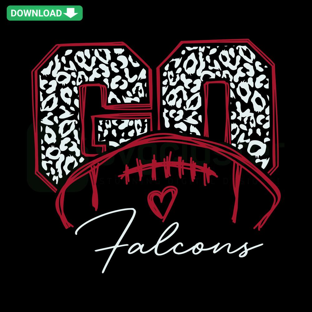 Leopard Print Go Falcons Football SVG, Cricut Instant Download, Sporty Leopard Pattern Graphic, Football Craft SVG