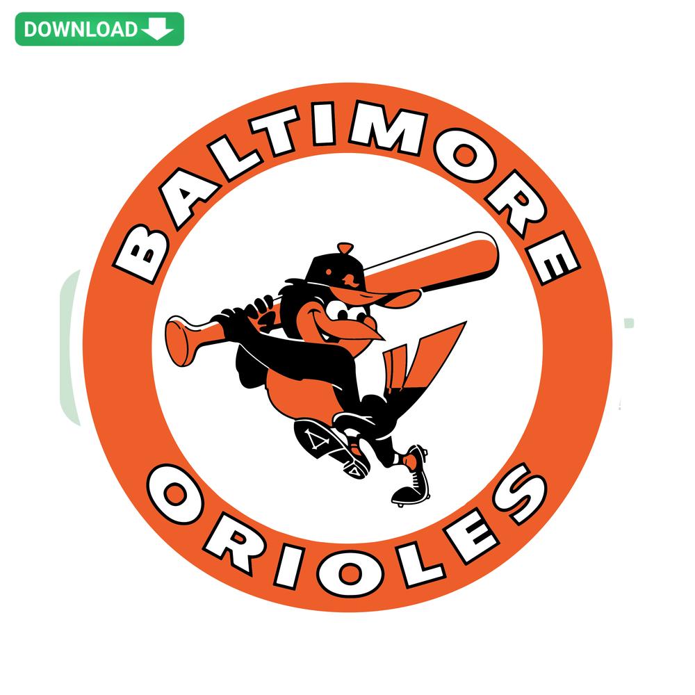 Baltimore Orioles mascot, The Oriole Bird, swinging bat in baseball uniform, Cricut-ready SVG for crafting projects.