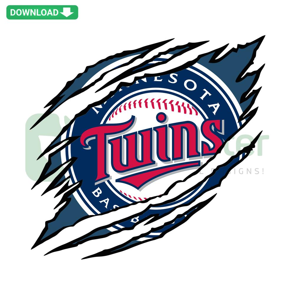 Minnesota Twins Claw Logo SVG Digital Download, Premium SVG Graphics; sharp claw marks with Twins team colors.