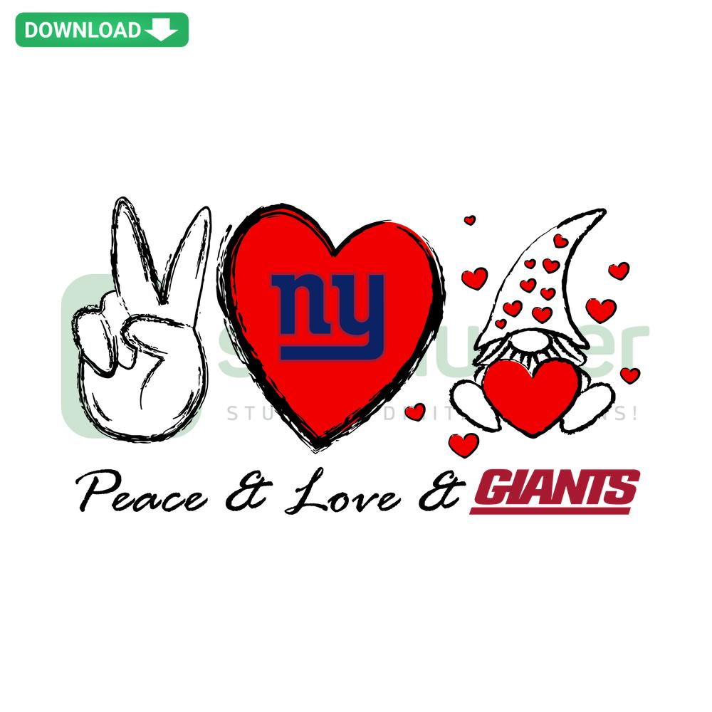 Peace Love Giants SVG: Vibrant hand-drawn Peace sign, heart, and Giants text. High-quality digital download for crafting projects.
