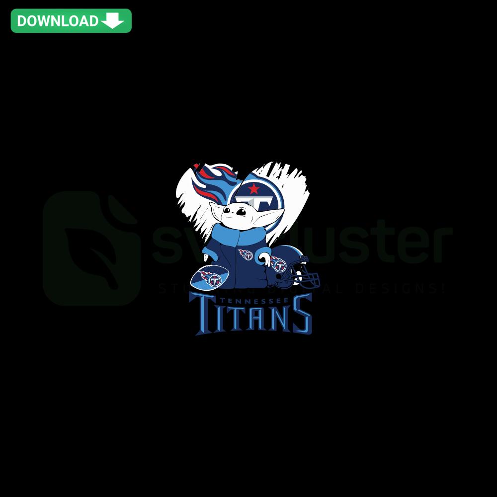 Baby Yoda hugging Tennessee Titans logo SVG, cute digital download design, instant download for Tennessee fans
