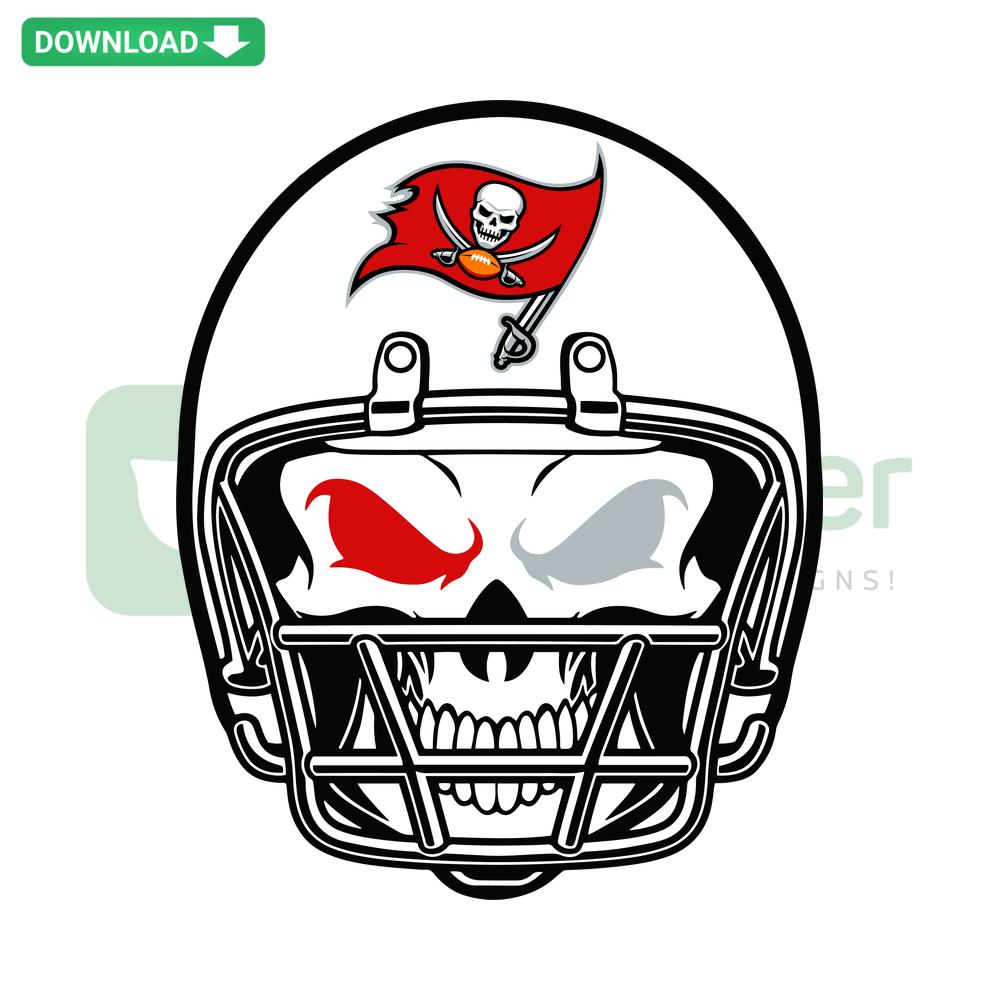 Tampa Bay Buccaneers Skull Helmet SVG, unique digital design featuring team logo, perfect for crafting projects, SVGCluster asset.