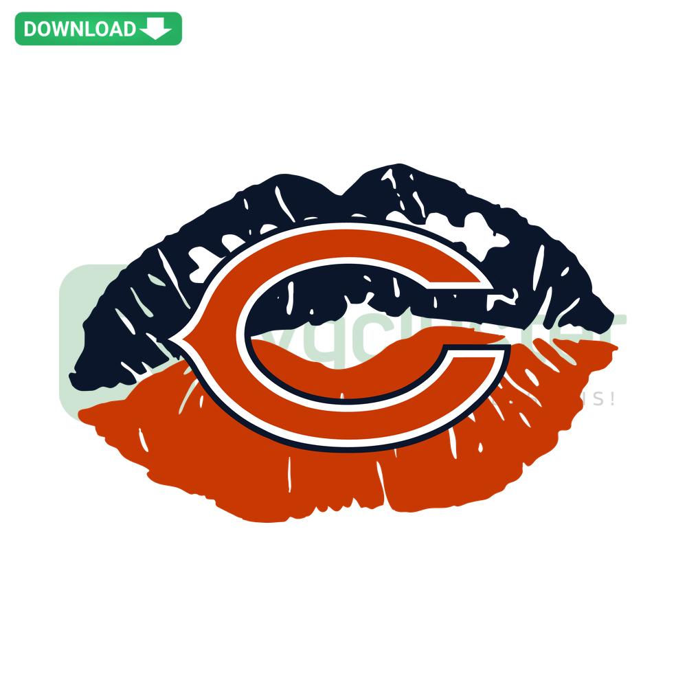 Chicago Bears NFL Lips SVG design, featuring vibrant Chicago Bears colors and logo, perfect for digital download, by SVGCluster.