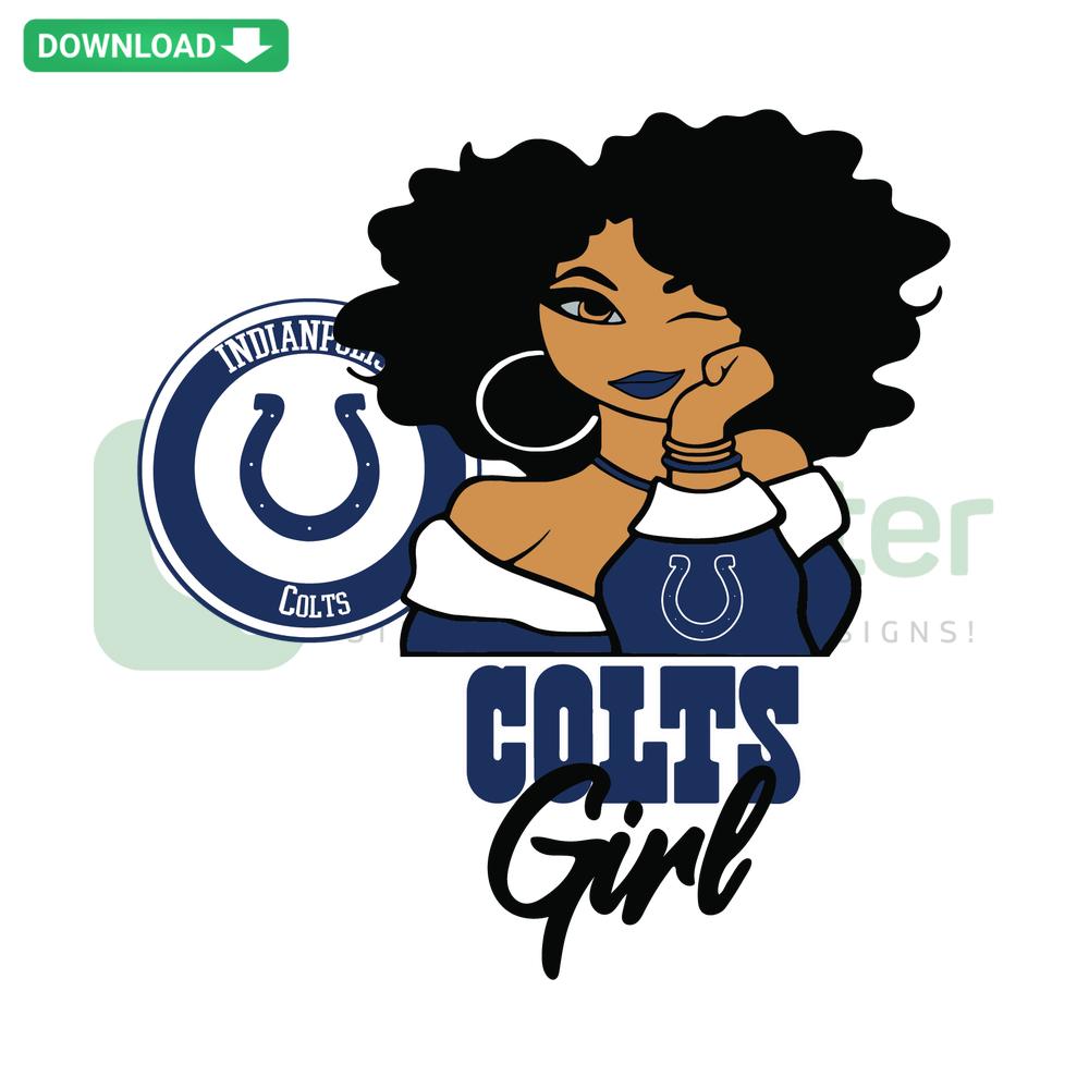 Indianapolis Colts Girl SVG Cricut Design, Clip Art featuring a football fan girl with team colors, perfect for DIY crafts.