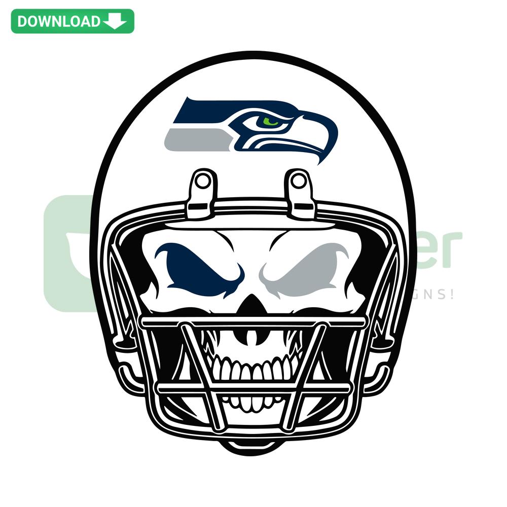 Seattle Seahawks Skull Helmet SVG, vibrant colors, digital download, unique wall art design, vector file for sports enthusiasts.