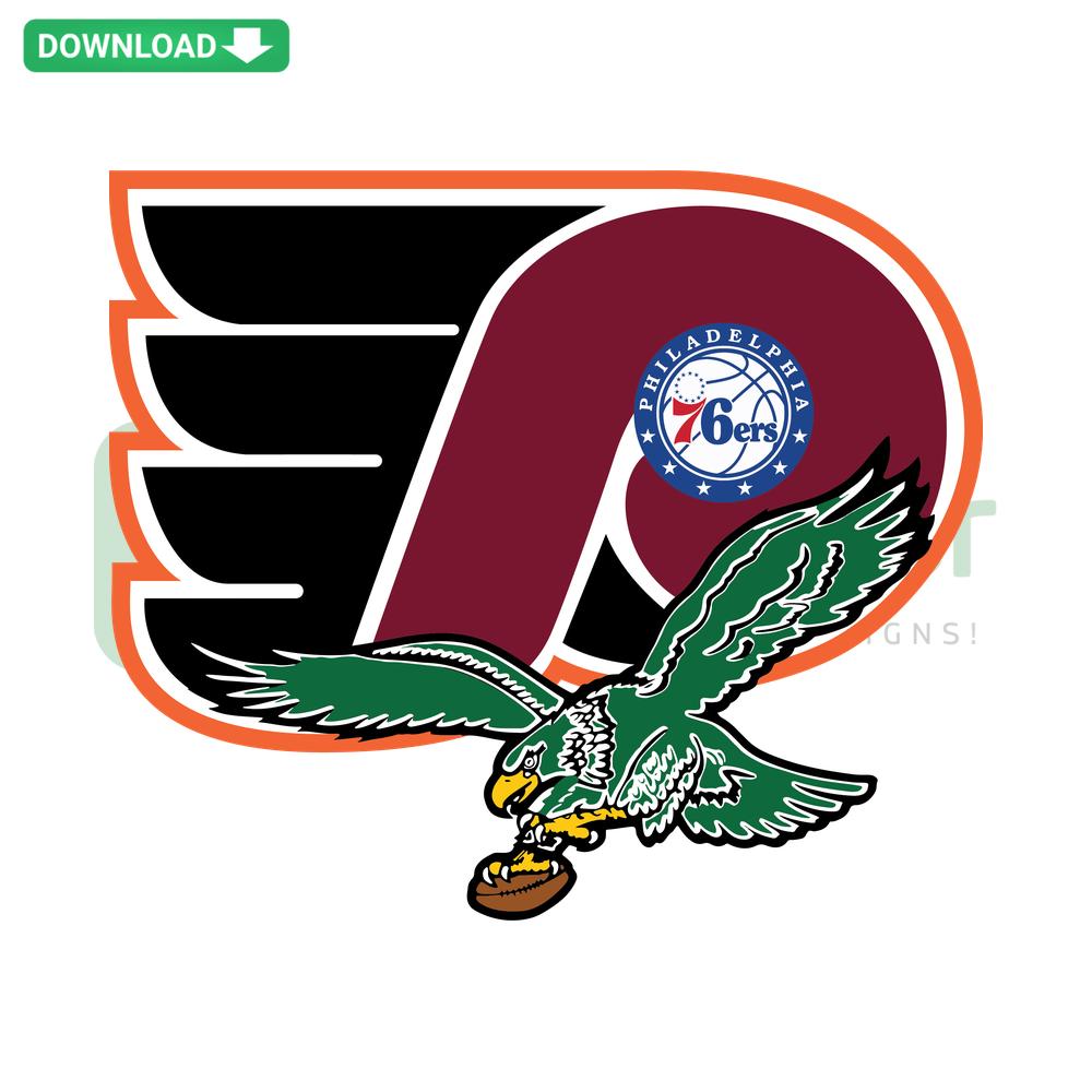 Philadelphia Sports SVG, digital download featuring iconic Philly team logos, ideal for commercial use in vector design projects.