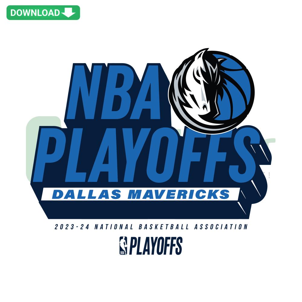 Dallas Mavericks 2024 NBA Playoffs SVG Design Download - Basketball-themed SVG featuring Mavericks logo for sports fans.