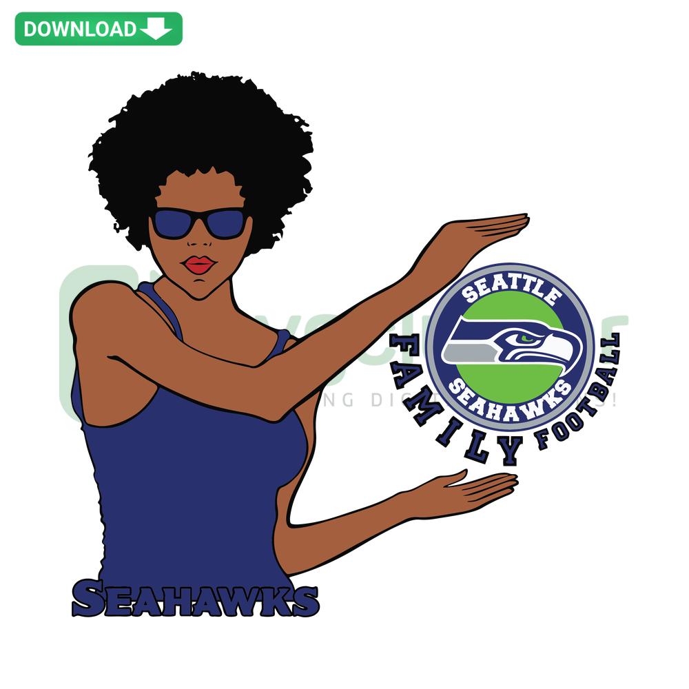 Seattle Seahawks Family Football SVG Download - Printable Digital Assets featuring Seahawks logo and family football design.