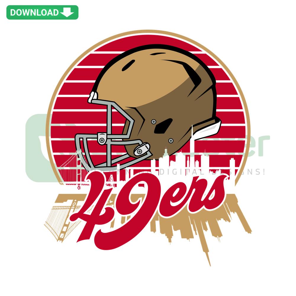 49ers Football Helmet Skyline SVG: Unique Template for Cards, Digital Download, San Francisco Skyline, NFL Fan Art, Vector Design