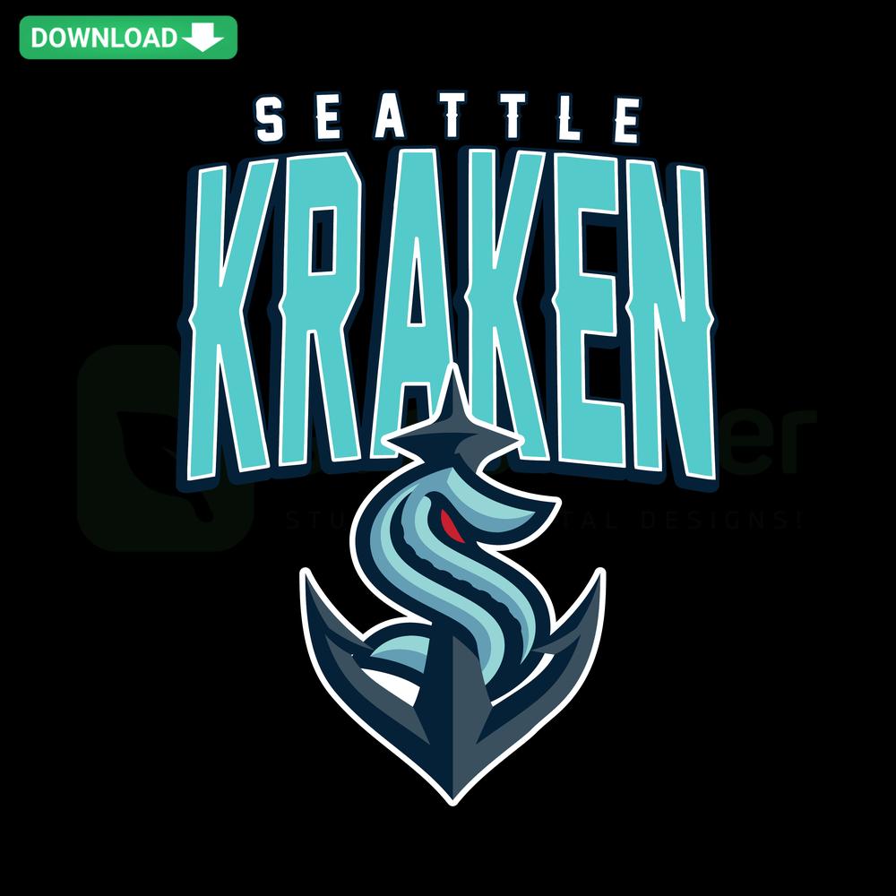 Seattle Kraken Anchor Retro SVG Design, NHL Digital Download featuring classic hockey-themed vector graphics for crafting projects.