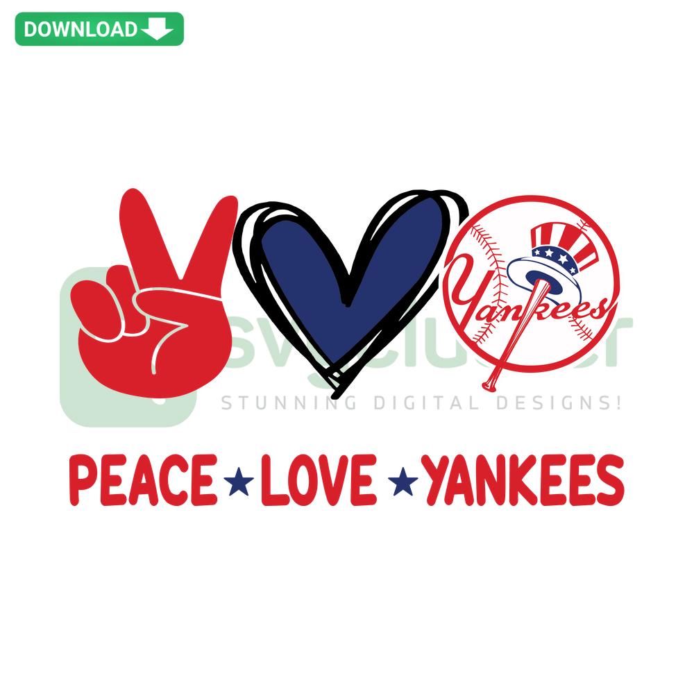 Peace Love Yankees SVG: Instant Digital Download with Peace Sign, Heart, Yankees Logo, Perfect for Sports Crafts and Merchandise