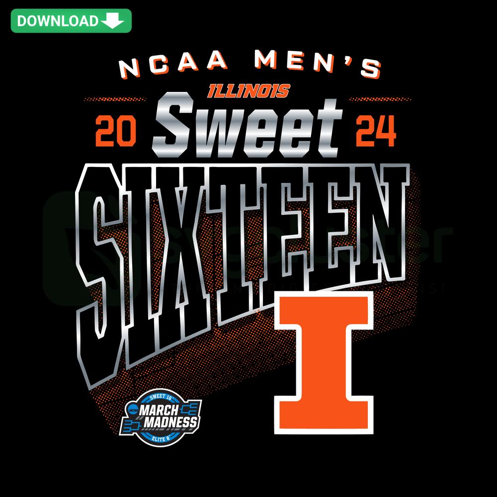 NCAA Illinois MBB 2024 Sweet Sixteen SVG, bold orange Illini logo, March Madness crafting design, perfect for DIY sports fans.