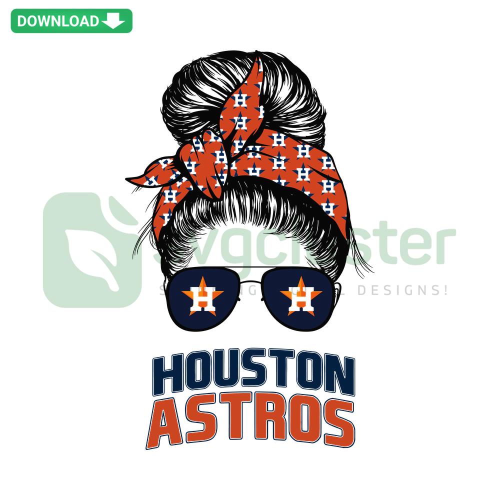 Houston Astros Messy Bun SVG: Unique baseball bun design for craft projects. Perfect for Houston fans DIY SVG patterns.