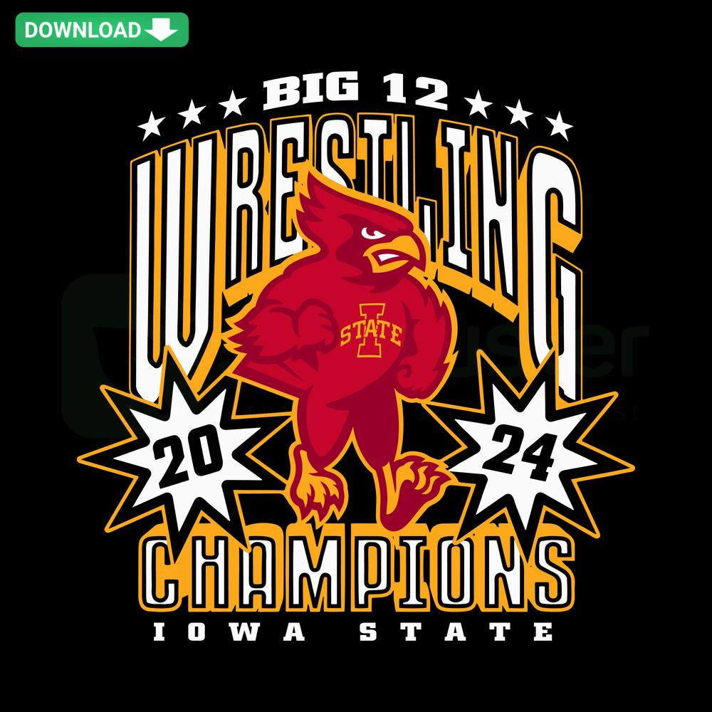 Iowa State Wrestling Big 12 Champions SVG, Unique Wrestling Design, Digital Download, Bold Typography, Athletic Theme