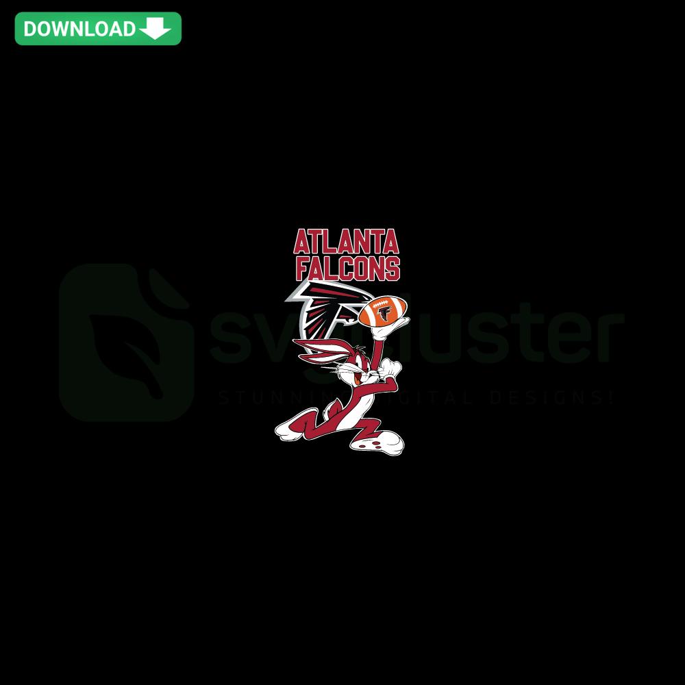 Atlanta Falcons bunny holding football SVG, cute sports crafting design, digital download, perfect for DIY projects.
