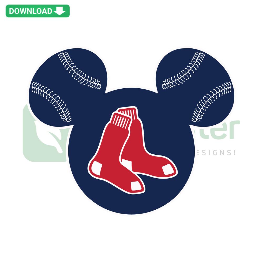 Mickey Mouse Boston Red Sox SVG, Disney baseball design, custom SVG file, cartoon sports theme for Cricut/Silhouette.