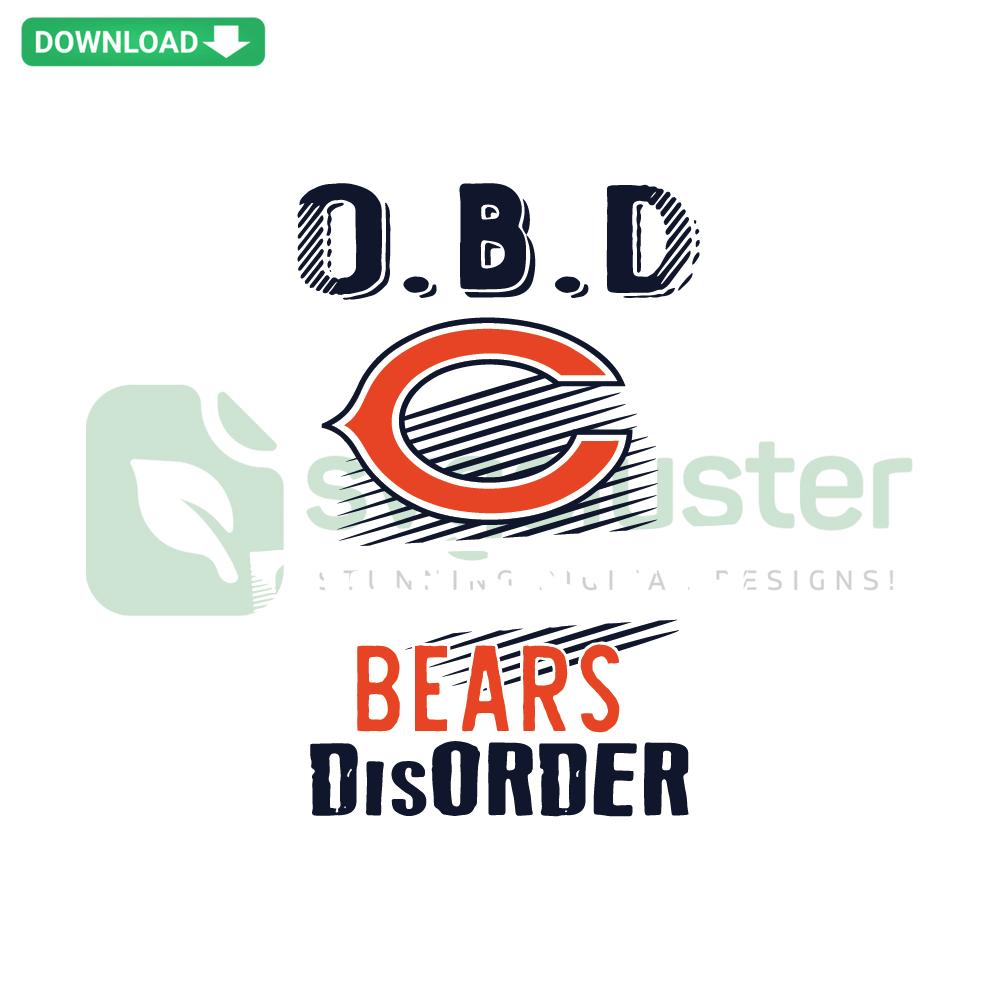 Chicago Bears Obsessive Disorder SVG design, instant download, featuring bold typography, perfect for football-themed graphic projects.