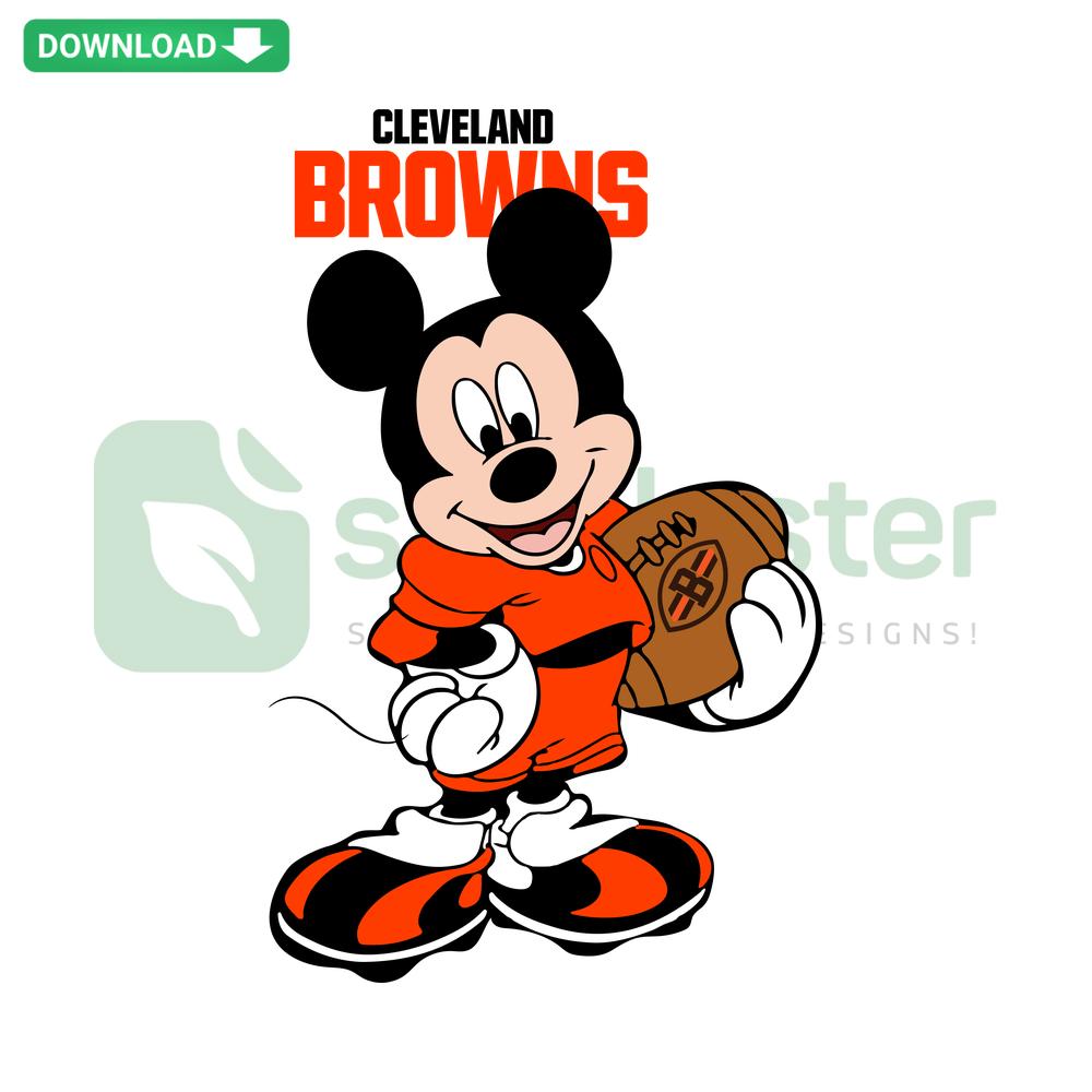 Cleveland Browns Mickey Mouse NFL SVG, digital design for home decor, featuring iconic sports and Disney collaboration.