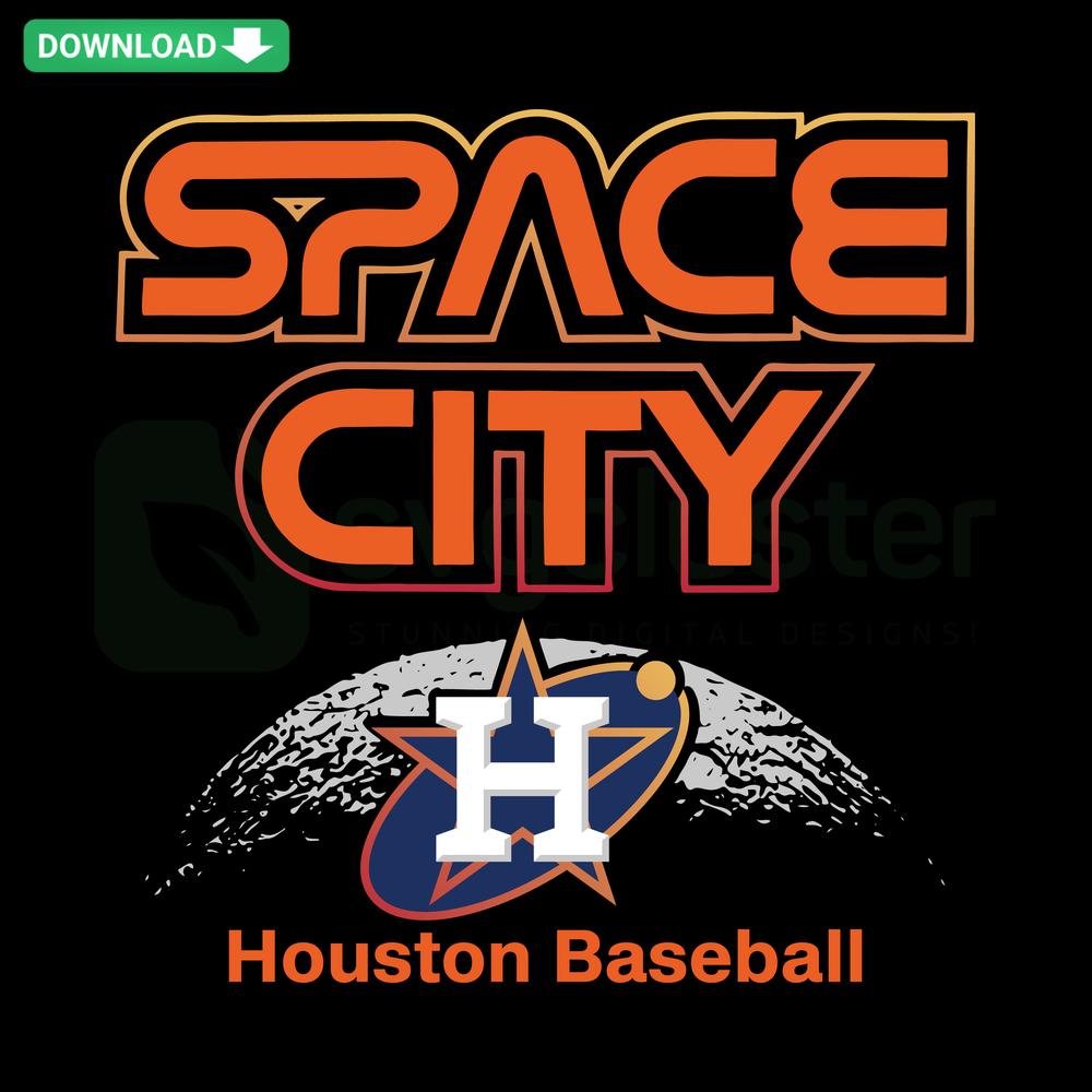 Retro-style Houston Astros Space City SVG design, perfect for crafting, featuring MLB baseball theme and vintage typography.